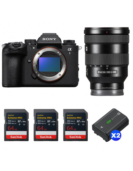 Sony alpha 1 II + FE 24-105mm f/4 G OSS + 3 SanDisk 64GB Extreme PRO UHS-II SDXC + 2 Sony NP-FZ100|MCZ DIRECT