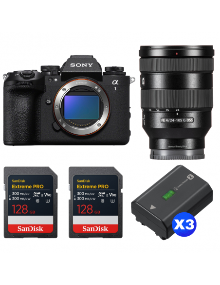 Sony alpha 1 II + FE 24-105mm f/4 G OSS + 2 SanDisk 128GB Extreme PRO UHS-II SDXC + 3 Sony NP-FZ100|MCZ DIRECT