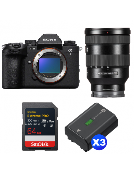 Sony alpha 1 II + FE 24-105mm f/4 G OSS + 1 SanDisk 64GB Extreme PRO UHS-II SDXC + 3 Sony NP-FZ100|MCZ DIRECT
