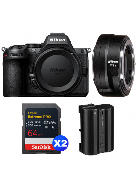 Nikon Z5 II + FTZ II + 2 SanDisk 64GB Extreme PRO UHS-II SDXC + Nikon EN-EL15c|MCZ DIRECT