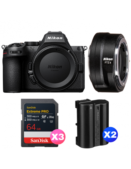 Nikon Z5 II + FTZ II + 3 SanDisk 64GB Extreme PRO UHS-II SDXC + 2 Nikon EN-EL15c|MCZ DIRECT