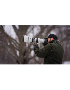 Photographe en extérieur capturant des images en hiver sous des arbres, capture au Sony FE 400-800mm f/6.3-8 G OSS Photographe en extérieur capturant des images en hiver sous des arbres, capture au Sony FE 400-800mm f/6.3-8 G OSS