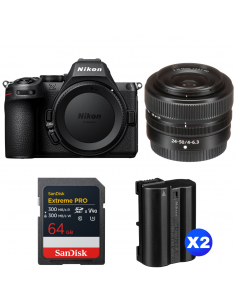 Nikon Z5 II + 24-50mm f/4-6.3 + 1 SanDisk 64GB Extreme PRO UHS-II SDXC + 2 Nikon EN-EL15c
