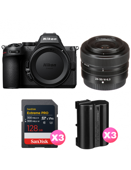 Nikon Z5 II + 24-50mm f/4-6.3 + 3 SanDisk 128GB Extreme PRO UHS-II SDXC + 3 Nikon EN-EL15c|MCZ DIRECT