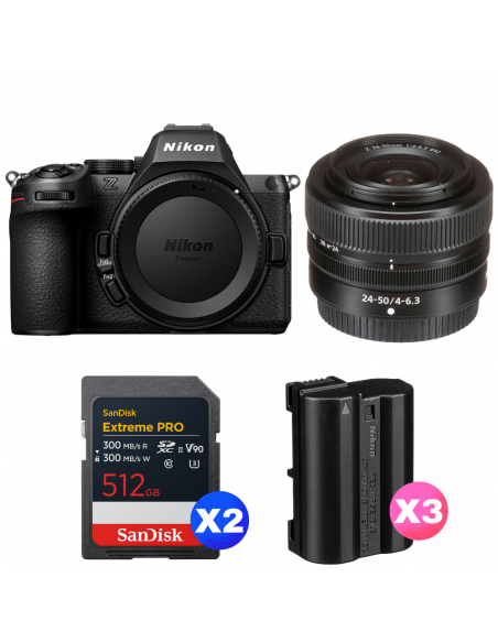 Nikon Z5 II + 24-50mm f/4-6.3 + 2 SanDisk 512GB Extreme PRO UHS-II SDXC + 3 Nikon EN-EL15c|MCZ DIRECT