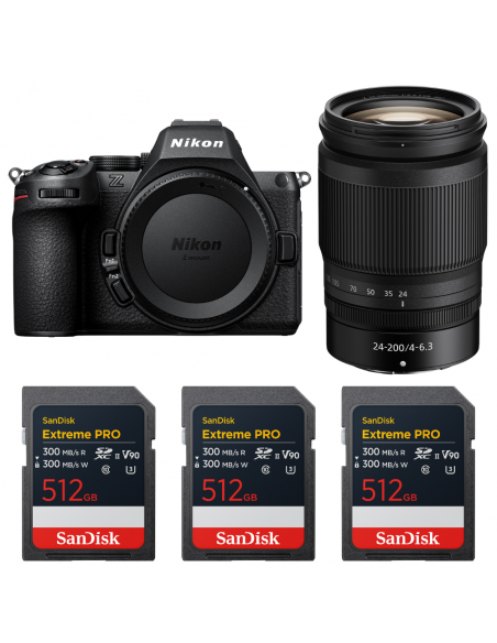 Nikon Z5 II + 24-200mm f/4-6.3 VR + 3 SanDisk 512GB Extreme PRO UHS-II SDXC|MCZ DIRECT