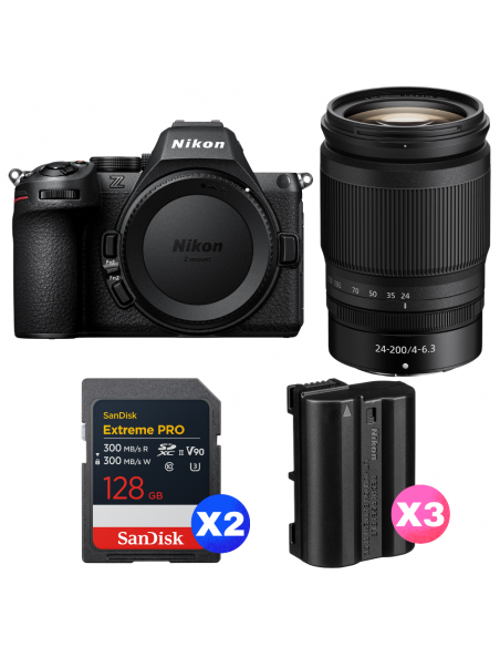 Nikon Z5 II + 24-200mm f/4-6.3 VR + 2 SanDisk 128GB Extreme PRO UHS-II SDXC + 3 Nikon EN-EL15c|MCZ DIRECT