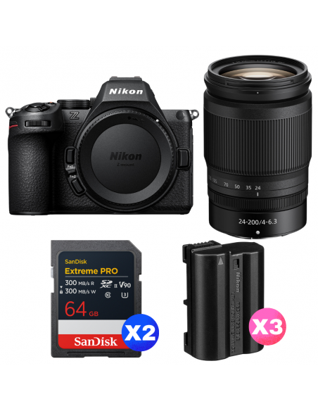 Nikon Z5 II + 24-200mm f/4-6.3 VR + 2 SanDisk 64GB Extreme PRO UHS-II SDXC + 3 Nikon EN-EL15c|MCZ DIRECT