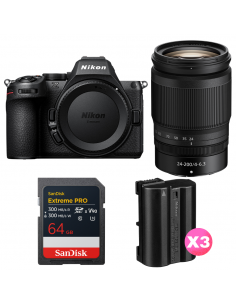 Nikon Z5 II + 24-200mm f/4-6.3 VR + 1 SanDisk 64GB Extreme PRO UHS-II SDXC + 3 Nikon EN-EL15c Nikon Z5 II + 24-200mm f/4-6.3 VR + 1 SanDisk 64GB Extreme PRO UHS-II SDXC + 3 Nikon EN-EL15c