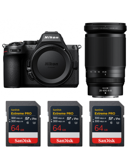 Nikon Z5 II + 28-400mm f/4-8 VR + 3 SanDisk 64GB Extreme PRO UHS-II SDXC|MCZ DIRECT