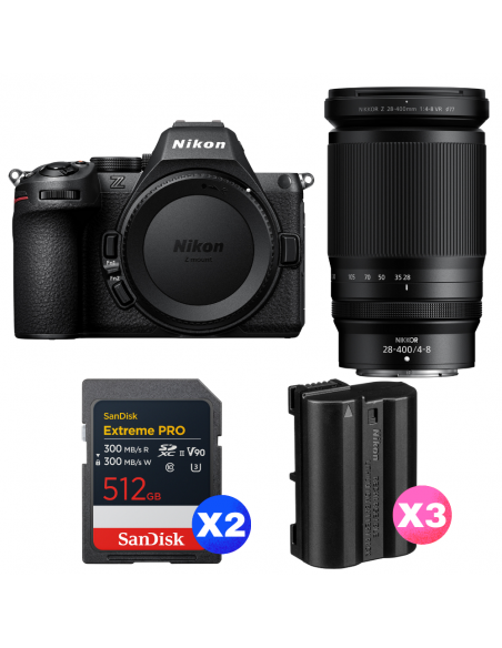 Nikon Z5 II + 28-400mm f/4-8 VR + 2 SanDisk 512GB Extreme PRO UHS-II SDXC + 3 Nikon EN-EL15c