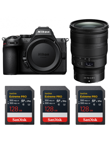 Nikon Z5 II + 24-70mm f/2.8 S + 3 SanDisk 128GB Extreme PRO UHS-II SDXC|MCZ DIRECT