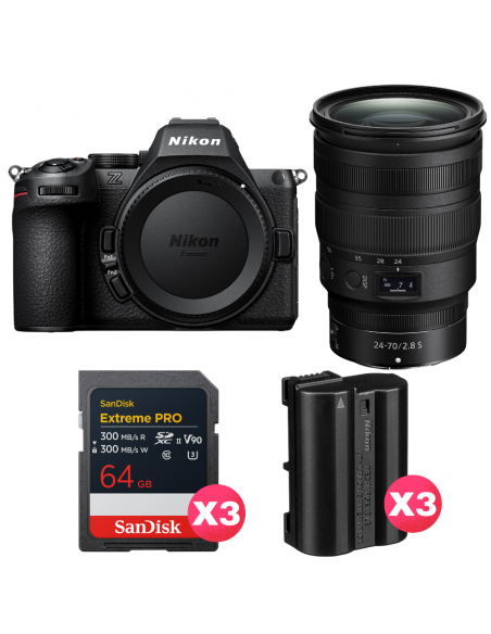Nikon Z5 II + 24-70mm f/2.8 S + 3 SanDisk 64GB Extreme PRO UHS-II SDXC + 3 Nikon EN-EL15c|MCZ DIRECT