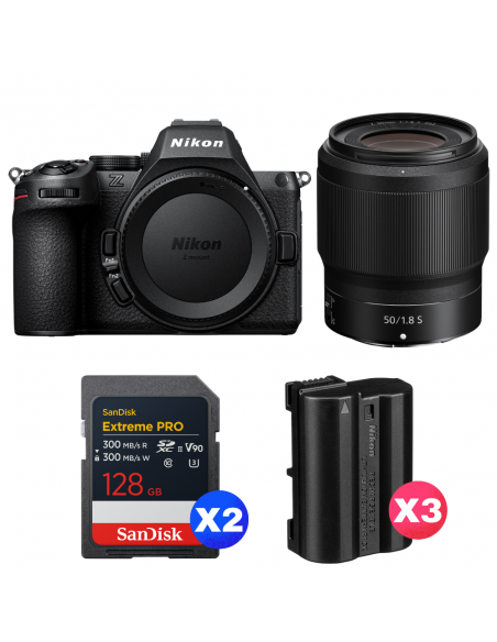 Nikon Z5 II + 50mm f/1.8 S + 2 SanDisk 128GB Extreme PRO UHS-II SDXC + 3 Nikon EN-EL15c