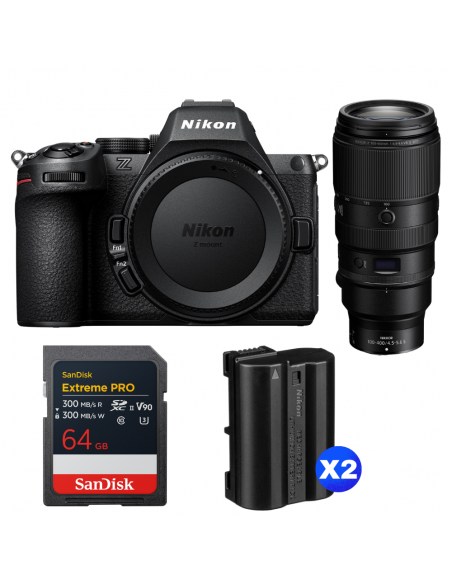 Nikon Z5 II + 100-400mm f/4.5-5.6 VR S + 1 SanDisk 64GB Extreme PRO UHS-II SDXC + 2 Nikon EN-EL15c