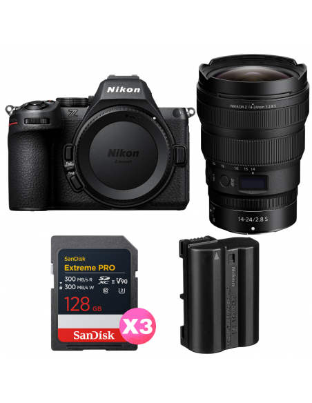 Nikon Z5 II + 14-24mm f/2.8 S + 3 SanDisk 128GB Extreme PRO UHS-II SDXC + Nikon EN-EL15c|MCZ DIRECT