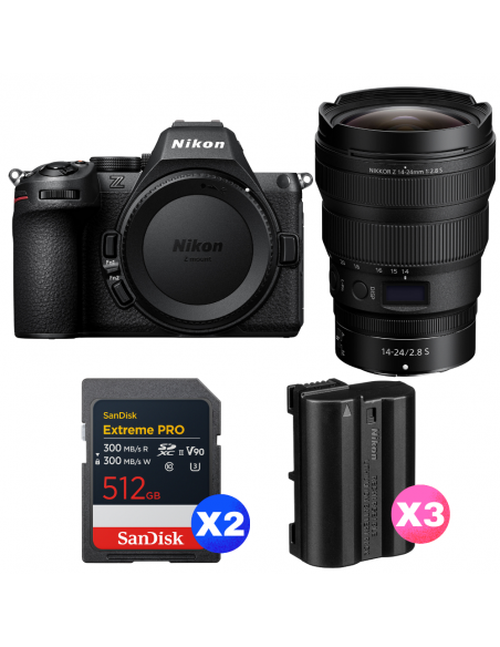 Nikon Z5 II + 14-24mm f/2.8 S + 2 SanDisk 512GB Extreme PRO UHS-II SDXC + 3 Nikon EN-EL15c|MCZ DIRECT