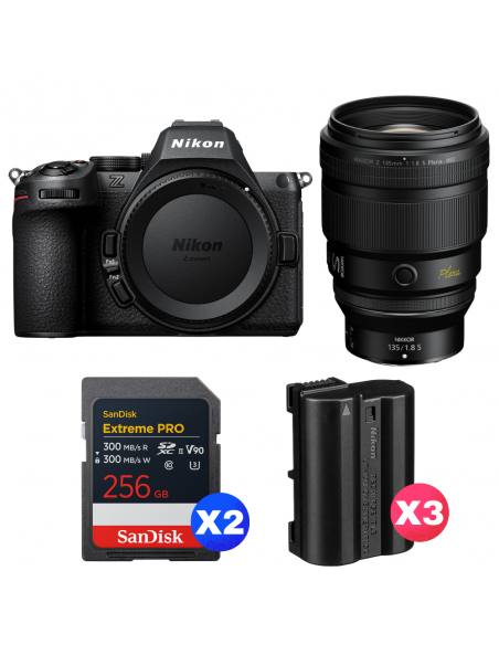 Nikon Z5 II + 135mm f/1.8 S Plena + 2 SanDisk 256GB Extreme PRO UHS-II SDXC + 3 Nikon EN-EL15c|MCZ DIRECT