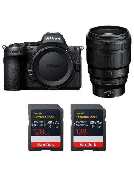 Nikon Z5 II + 135mm f/1.8 S Plena + 2 SanDisk 128GB Extreme PRO UHS-II SDXC|MCZ DIRECT