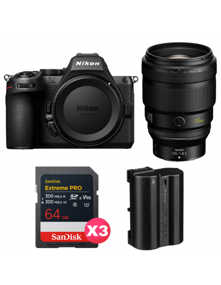 Nikon Z5 II + 135mm f/1.8 S Plena + 3 SanDisk 64GB Extreme PRO UHS-II SDXC + Nikon EN-EL15c|MCZ DIRECT