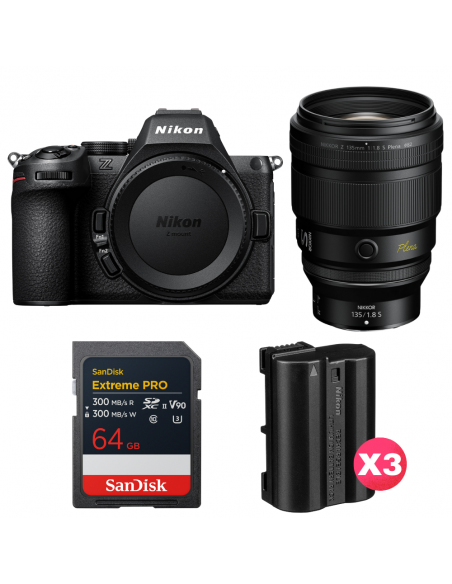 Nikon Z5 II + 135mm f/1.8 S Plena + 1 SanDisk 64GB Extreme PRO UHS-II SDXC + 3 Nikon EN-EL15c|MCZ DIRECT