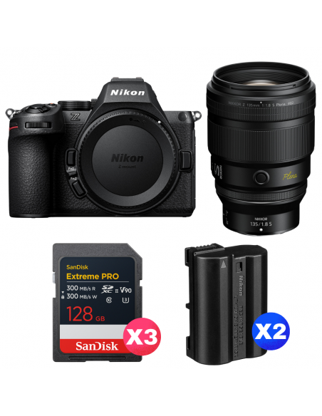 Nikon Z5 II + 135mm f/1.8 S Plena + 3 SanDisk 128GB Extreme PRO UHS-II SDXC + 2 Nikon EN-EL15c|MCZ DIRECT