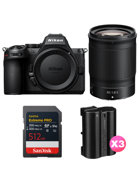 Nikon Z5 II + 85mm f/1.8 S + SDXC 512GB + 3 Batteries