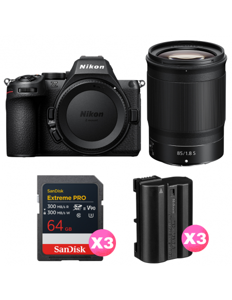 Nikon Z5 II + 85mm f/1.8 S + 3 SanDisk 64GB Extreme PRO UHS-II SDXC + 3 Nikon EN-EL15c|MCZ DIRECT