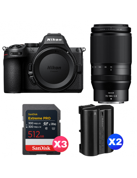 Nikon Z5 II + 70-180mm f/2.8 + 3 SanDisk 512GB Extreme PRO UHS-II SDXC + 2 Nikon EN-EL15c|MCZ DIRECT