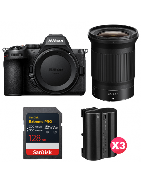 Nikon Z5 II + 20mm f/1.8 S + 128GB + 3×EN-EL15c Kit