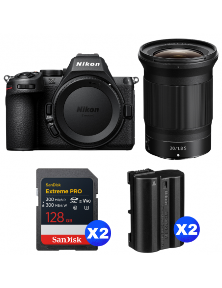 Nikon Z5 II + 20mm f/1.8 S + 2×128GB + 2×EN-EL15c Kit