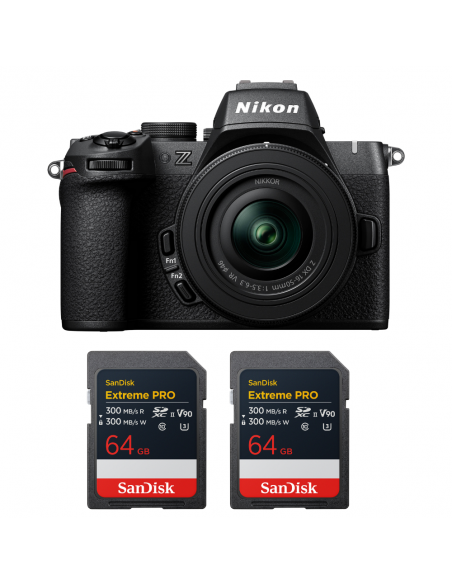 Nikon Z50 II + 16-50mm f/3.5-6.3 VR + 2 SanDisk 64GB Extreme PRO UHS-II SDXC|MCZ DIRECT