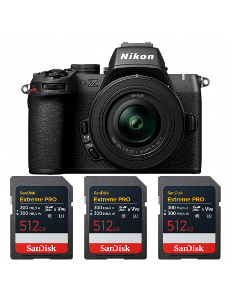 Nikon Z50 II + 16-50mm f/3.5-6.3 VR + 3 SanDisk 512GB Extreme PRO UHS-II SDXC|MCZ DIRECT