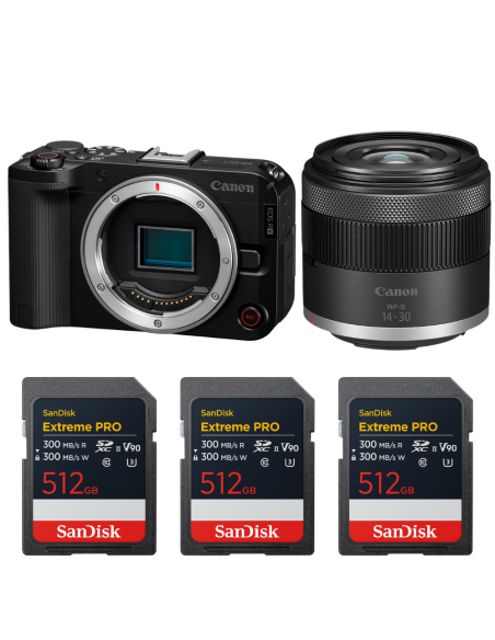 Canon EOS R50 V + RF-S 14-30mm f/4.5-6.3 IS STM PZ + 3 SanDisk 512GB Extreme PRO UHS-II SDXC|MCZ DIRECT