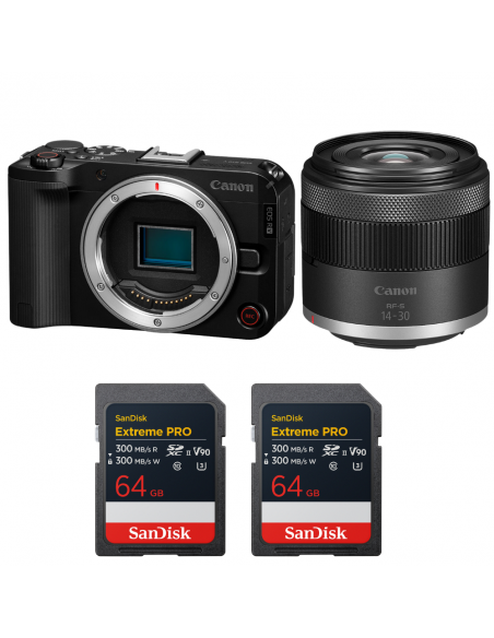 Canon EOS R50 V + RF-S 14-30mm f/4.5-6.3 IS STM PZ + 2 SanDisk 64GB Extreme PRO UHS-II SDXC|MCZ DIRECT