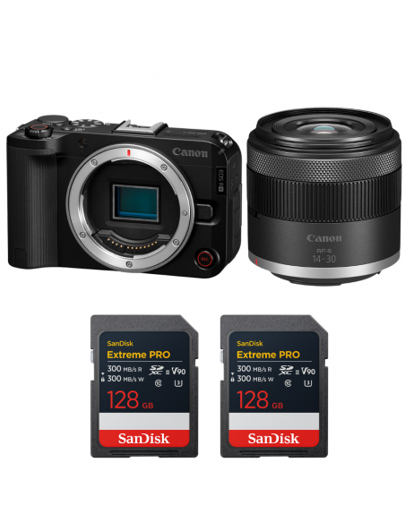 Canon EOS R50 V + RF-S 14-30mm f/4.5-6.3 IS STM PZ + 2 SanDisk 128GB Extreme PRO UHS-II SDXC|MCZ DIRECT
