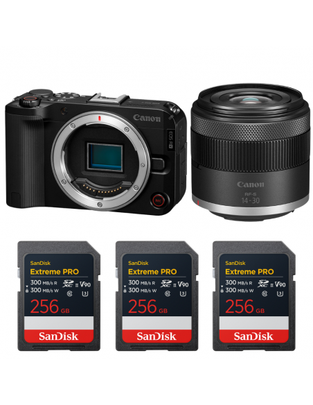 Canon EOS R50 V + RF-S 14-30mm f/4.5-6.3 IS STM PZ + 3 SanDisk 256GB Extreme PRO UHS-II SDXC|MCZ DIRECT