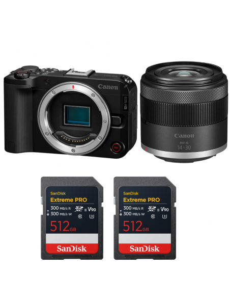 Canon EOS R50 V + RF-S 14-30mm f/4.5-6.3 IS STM PZ + 2 SanDisk 512GB Extreme PRO UHS-II SDXC|MCZ DIRECT