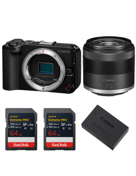 Canon EOS R50 V + RF-S 14-30mm f/4.5-6.3 IS STM PZ + 2 SanDisk 64GB Extreme PRO UHS-II SDXC + Canon LP-E17|MCZ DIRECT