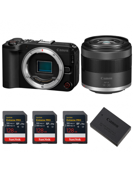 Canon EOS R50 V + RF-S 14-30mm f/4.5-6.3 IS STM PZ + 3 SanDisk 128GB Extreme PRO UHS-II SDXC + Canon LP-E17|MCZ DIRECT