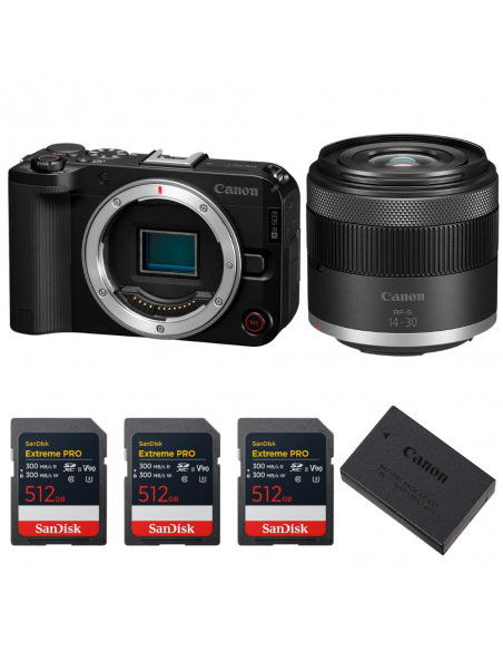 Canon EOS R50 V + RF-S 14-30mm f/4.5-6.3 IS STM PZ + 3 SanDisk 512GB Extreme PRO UHS-II SDXC + Canon LP-E17|MCZ DIRECT