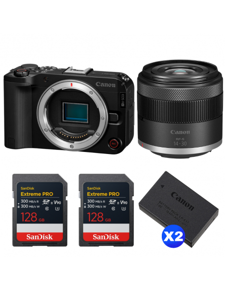 Canon EOS R50 V + RF-S 14-30mm f/4.5-6.3 IS STM PZ + 2 SanDisk 128GB Extreme PRO UHS-II SDXC + 2 Canon LP-E17|MCZ DIRECT