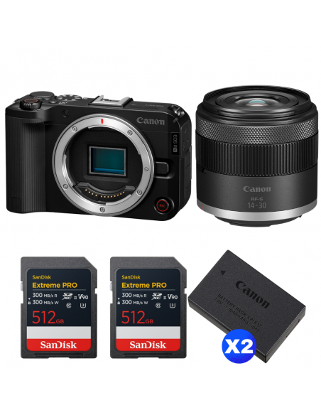 Canon EOS R50 V + RF-S 14-30mm f/4.5-6.3 IS STM PZ + 2 SanDisk 512GB Extreme PRO UHS-II SDXC + 2 Canon LP-E17|MCZ DIRECT