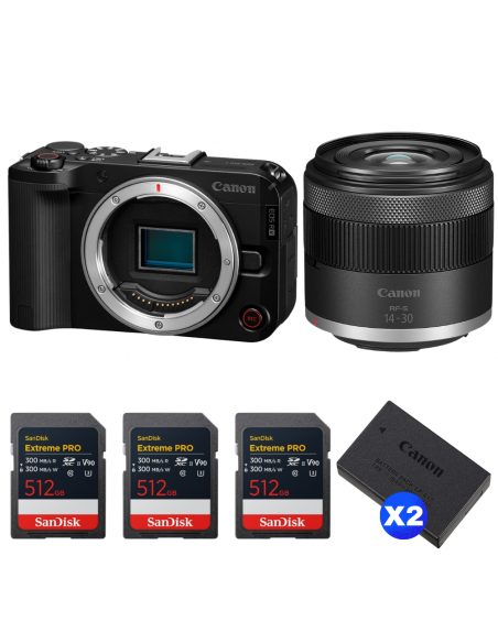 Canon EOS R50 V + RF-S 14-30mm f/4.5-6.3 IS STM PZ + 3 SanDisk 512GB Extreme PRO UHS-II SDXC + 2 Canon LP-E17|MCZ DIRECT