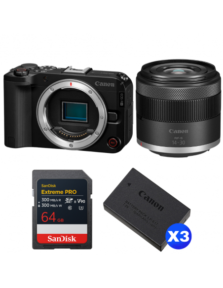 Canon EOS R50 V + RF-S 14-30mm f/4.5-6.3 IS STM PZ + 1 SanDisk 64GB Extreme PRO UHS-II SDXC + 3 Canon LP-E17|MCZ DIRECT