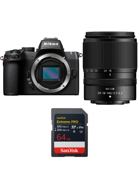Nikon Z50 II + 18-140mm f/3.5-6.3 VR + 1 SanDisk 64GB Extreme PRO UHS-II SDXC|MCZ DIRECT