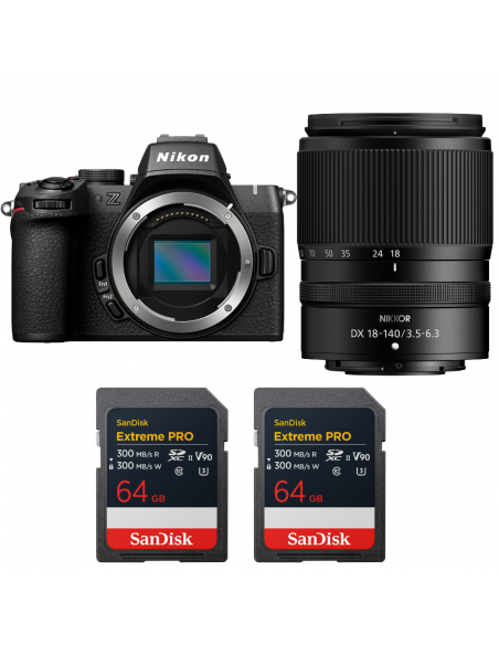 Nikon Z50 II + 18-140mm f/3.5-6.3 VR + 2 SanDisk 64GB Extreme PRO UHS-II SDXC|MCZ DIRECT