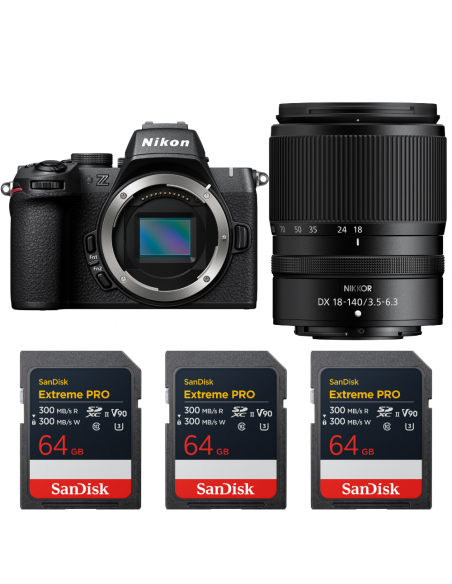 Nikon Z50 II + 18-140mm f/3.5-6.3 VR + 3 SanDisk 64GB Extreme PRO UHS-II SDXC|MCZ DIRECT