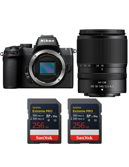 Nikon Z50 II + 18-140mm f/3.5-6.3 VR + 2 SanDisk 256GB Extreme PRO UHS-II SDXC|MCZ DIRECT