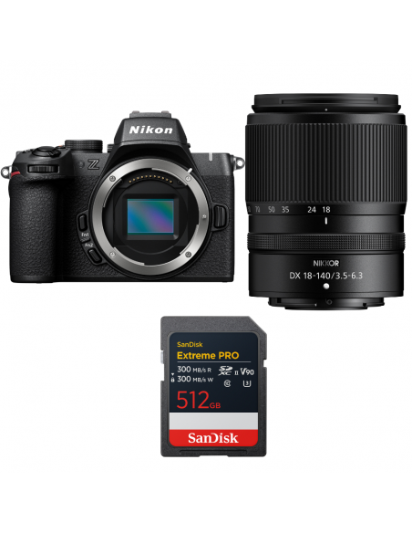 Nikon Z50 II + 18-140mm f/3.5-6.3 VR + 1 SanDisk 512GB Extreme PRO UHS-II SDXC|MCZ DIRECT